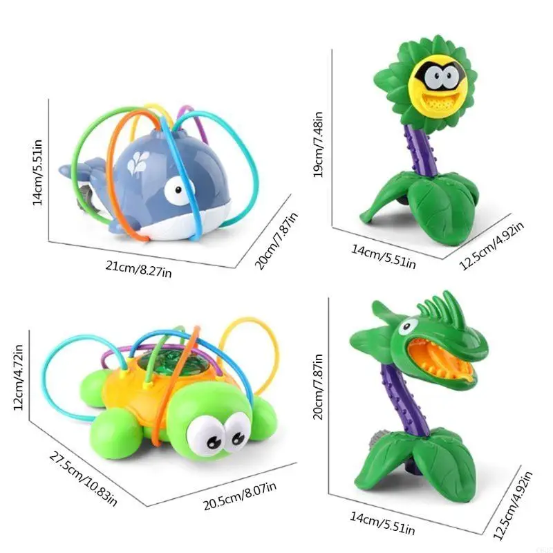 C63C Children's Bath Water Shower Swing Outdoor Entertainment Sprinklers Rotating Turtles Sprinklers