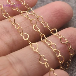 2 Sizes 14K Gold Plated Heart Shape Link Chains Brass Metal Bulk Chains For DIY Bracelet Necklace Jewelry Making Findings
