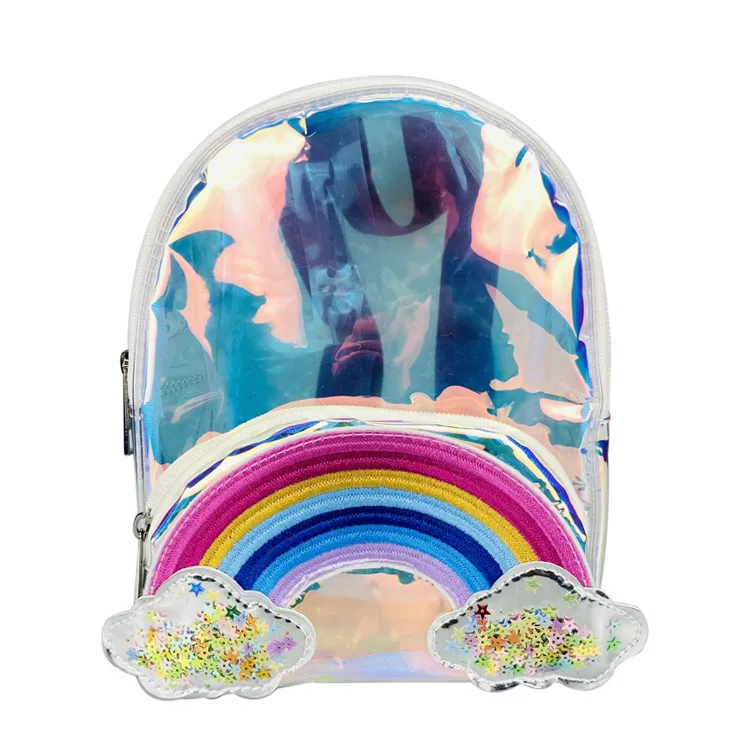 Children Cartoon Large Capacity Unicorn Bags New Girls Boys Transparent Rainbow Cute Backpack Women Colorful Jelly Backpacks Hot