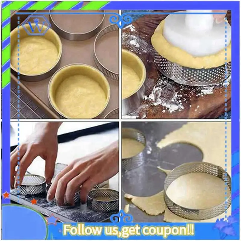 

A55P-25 шт. круглые кольца для пирогов с отверстиями из нержавеющей стали, фруктовый пирог, квитанция, форма для торта, мусса, кухонная форма для выпечки, 9 см