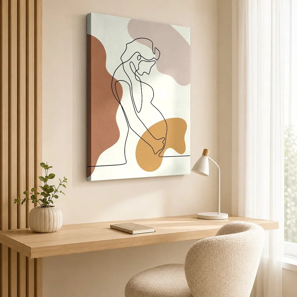 Pregnant Woman Abstract Framed Canvas Print Poster Custom Modern Abstract Wall Art for Living Room Bedroom Decor Ready to Hang