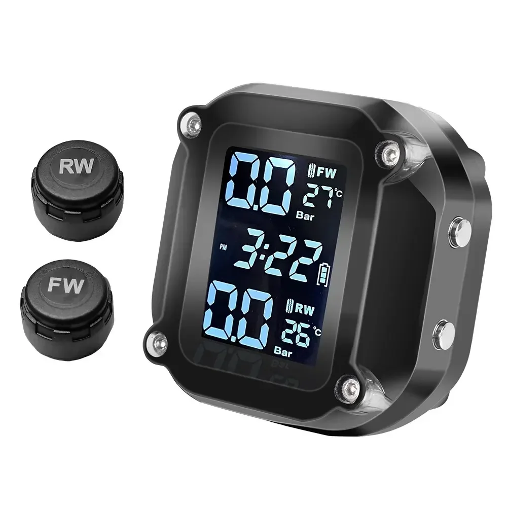 

M5 Motorcycle Wireless Digital Tire Pressure Monitor - External Display for Real-Time Pressure Detection (Universal Fit)