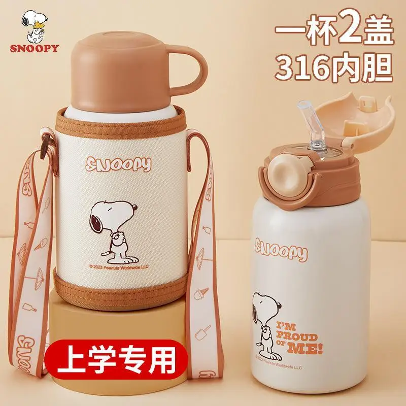 New Snoopy Cartoon Cute Children's Thermos Cup Food Grade 316 Student Portable Water Cup Straw Cup Kettle