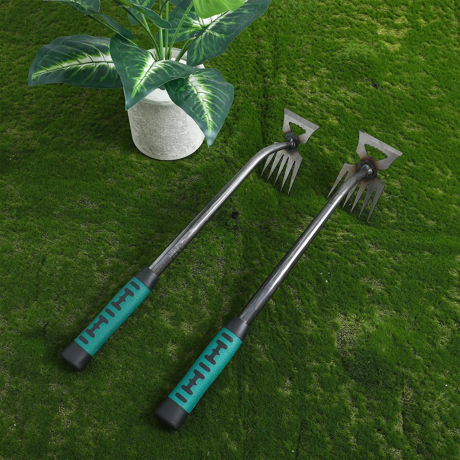 2Pcs Heavy Duty Metal Weed Puller Tool Easy Weeding Tool Efficient Garden Weed Remover Yard Grass Root Removal Gardening Tools
