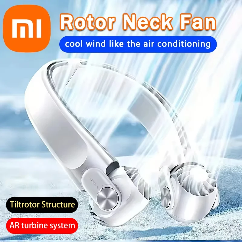 Xiaomi-ventilador de cuello portátil de 8000mAh, aire acondicionado recargable por USB, turbina sin aspas de alta potencia, adecuado para exteriores