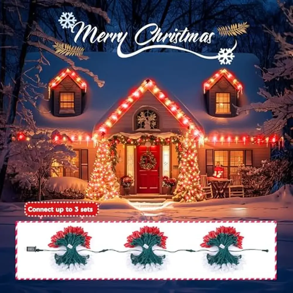 C9 LED Christmas String Lights 2 Pack 82ft 100 Outdoor Timer 8 Modes Extendable Bulbs Shaped Polycarbonate Faceted Brightness