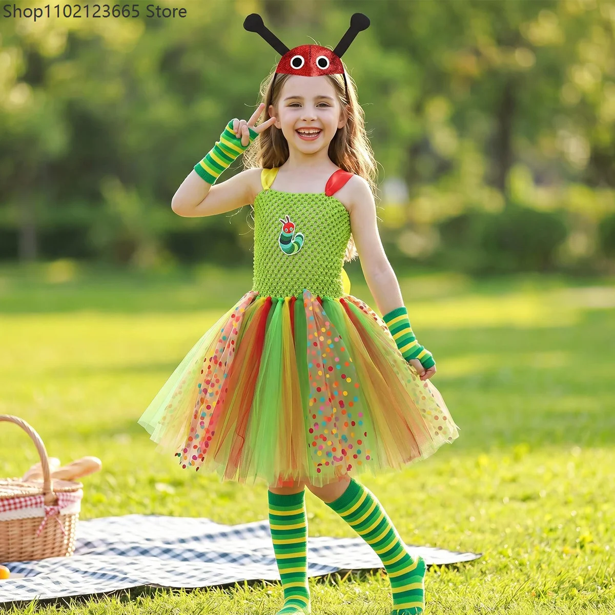 Falda Tutú de Oruga para Bebés Niñas, Falda de Tul Esponjosa para Niñas Pequeñas, Disfraz de Animal, Traje para Fiesta de Halloween