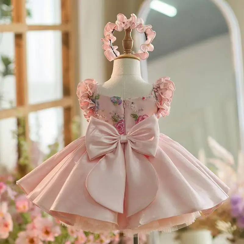 

Baby Girl Birthday Dress 2026 New Children's Princess Dress High-end flower Girl Wedding Fluffy Dress 80-150CM