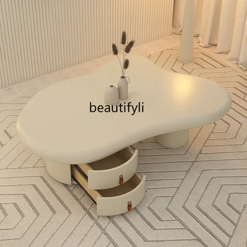 

S French Cream Fengyunduo Tea Table Irregular Irregular Style Home Living Room Small Apartment Tea Table living room furniture