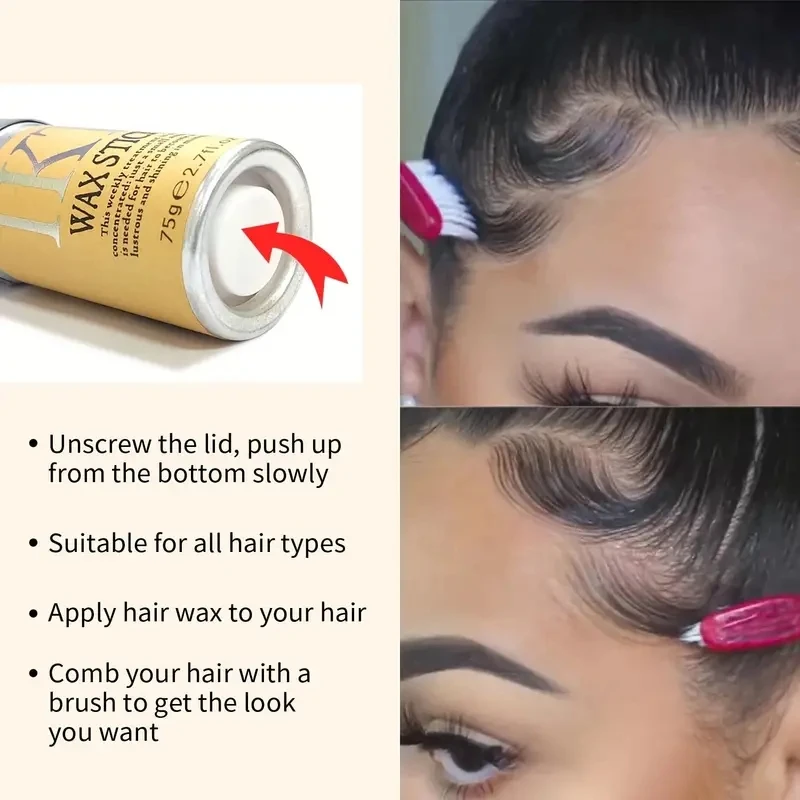 2/5Pcs Hair Wax Stick For Kids Women Slick Back Brushes Gel Pomade for Little Girls Toddler Flyaway Hair Wig Styling Accessories view 3