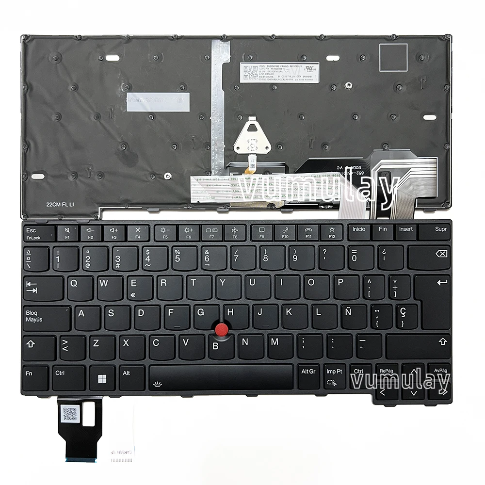 Teclado español/latino/AZERTY para Lenovo Thinkpad T14 Gen 3 21AH 21AJ 21CF 21CG,T14 Gen 4 21HD 21HE 21K3 21K4,L14 Gen 3 21C1 21C2 21C5 21C6,L14 Gen 4 21H1 21H2 21H5 21H6,P14s Gen 3 21AK 21AL 21J5 21J6,P14s Gen 4 21HF