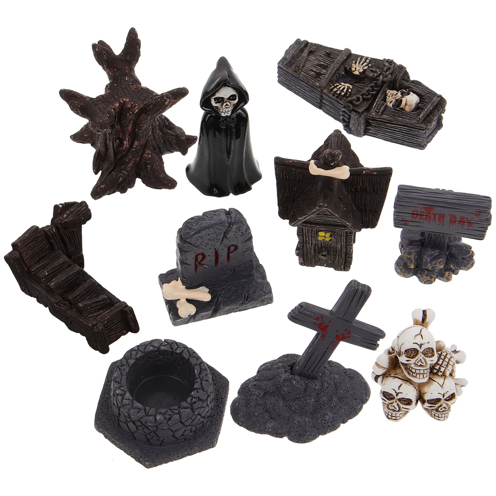 

10 Pcs Halloween Baubles Miniatures Autumn Decor Cauldron House Accessories Bulk Kit Resin for Crafts Ghost Figurine