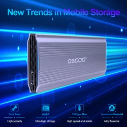 OSCOO LT3 M.2 SATA & NVMe RGB SSD Enclosure Adapter Compatible M.2 2242/2260/2280 SSD Transmission Rate 10Gbps Max Capacity 4GB