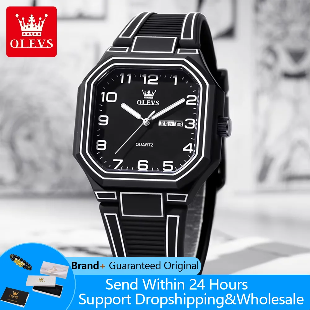 

OLEVS 5661 Watch For Men Original Quartz Man Watch Square Big Dial 30M Waterproof Luminous Auto Date Fashion Sports Wristwatches
