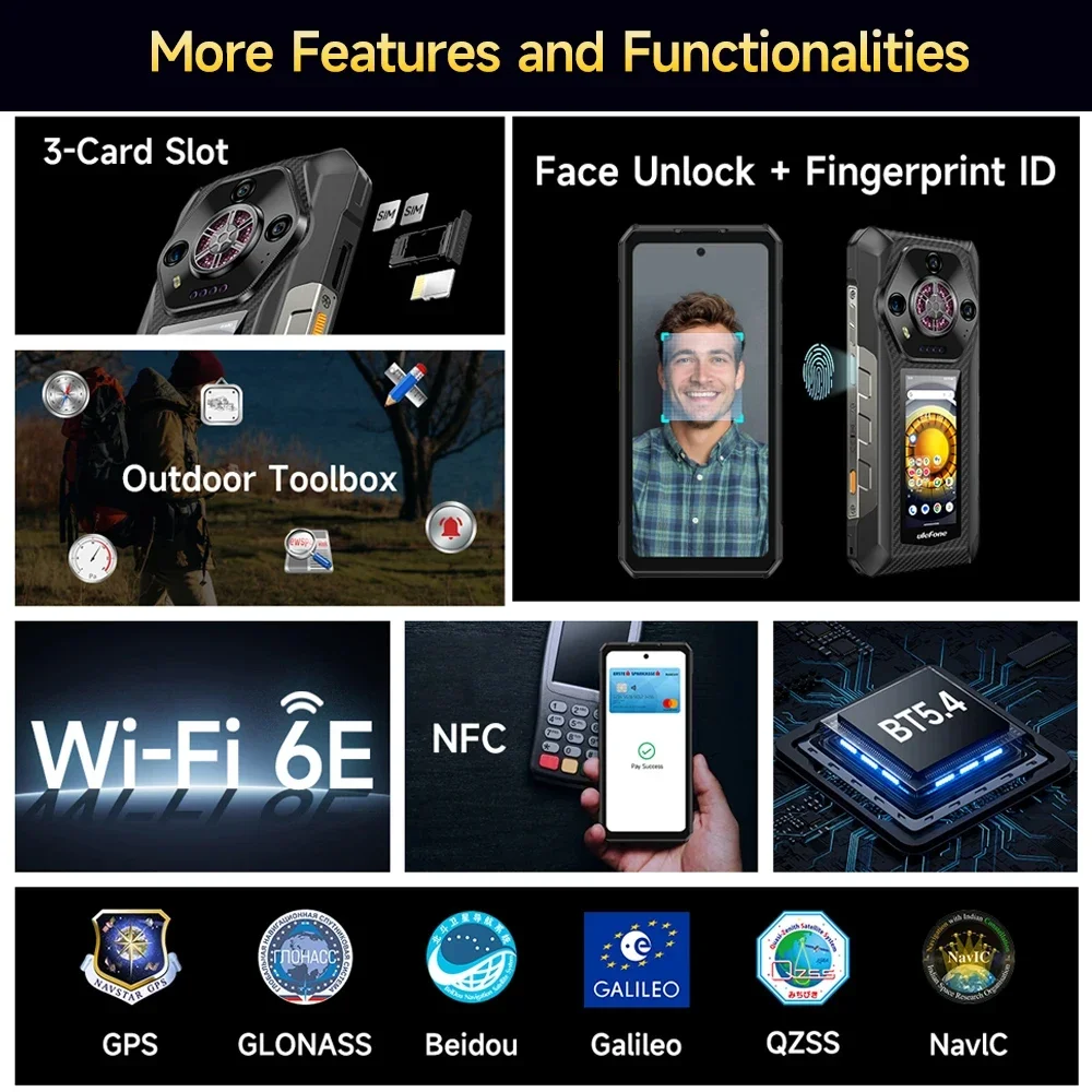 NEW Ulefone Armor 30 Pro 5G Rugged Smartphone Android 6.9 " 120Hz 32GB+512GB Mobile Phone 12800mAh 64MP Night Vision Camera NFC
