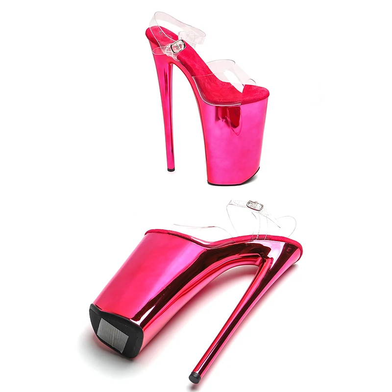 Leecabe 26CM/10inche PVC upper Open Toe electroplate High Heel platform sexy exotic party sandals Pole Dance shoes