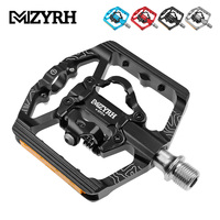 Reflective Two Usages Bicycle Pedal 2 In 1 With Free Cleat For SPD System MTB Aluminum Anti-slip Sealed Bearing Lock Accessories