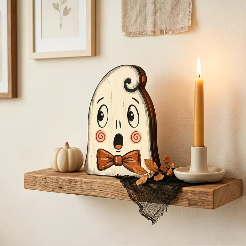 Halloween-Innendekoration, Vintage-Holzblöcke zur Regaldekoration, Einweihungsgeschenke – Detail 9