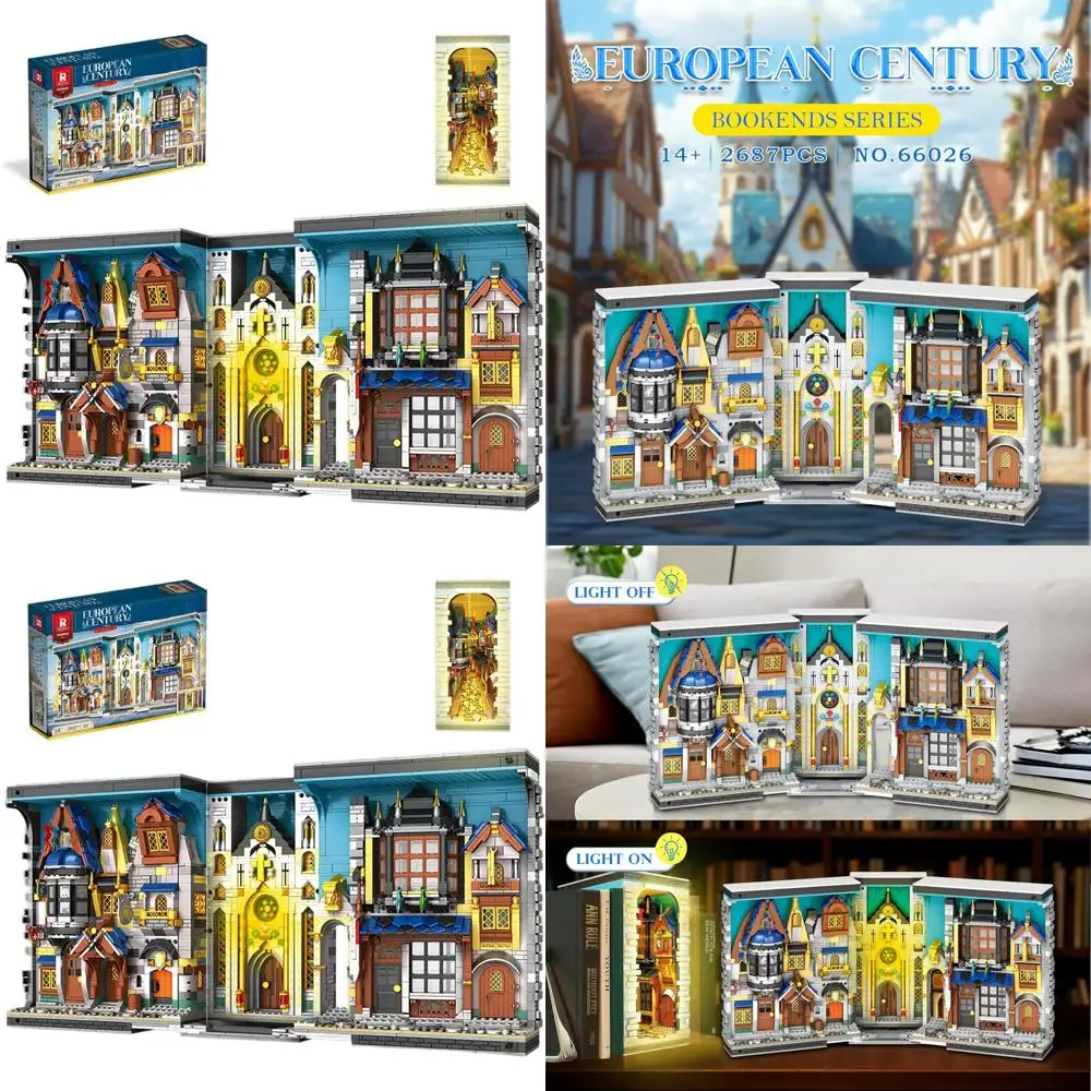 Mittelalterlicher Buchecke im europäischen Stil mit Licht, DIY-Bausatz für Zuhause, geeignet für Kinder ab 8 Jahren