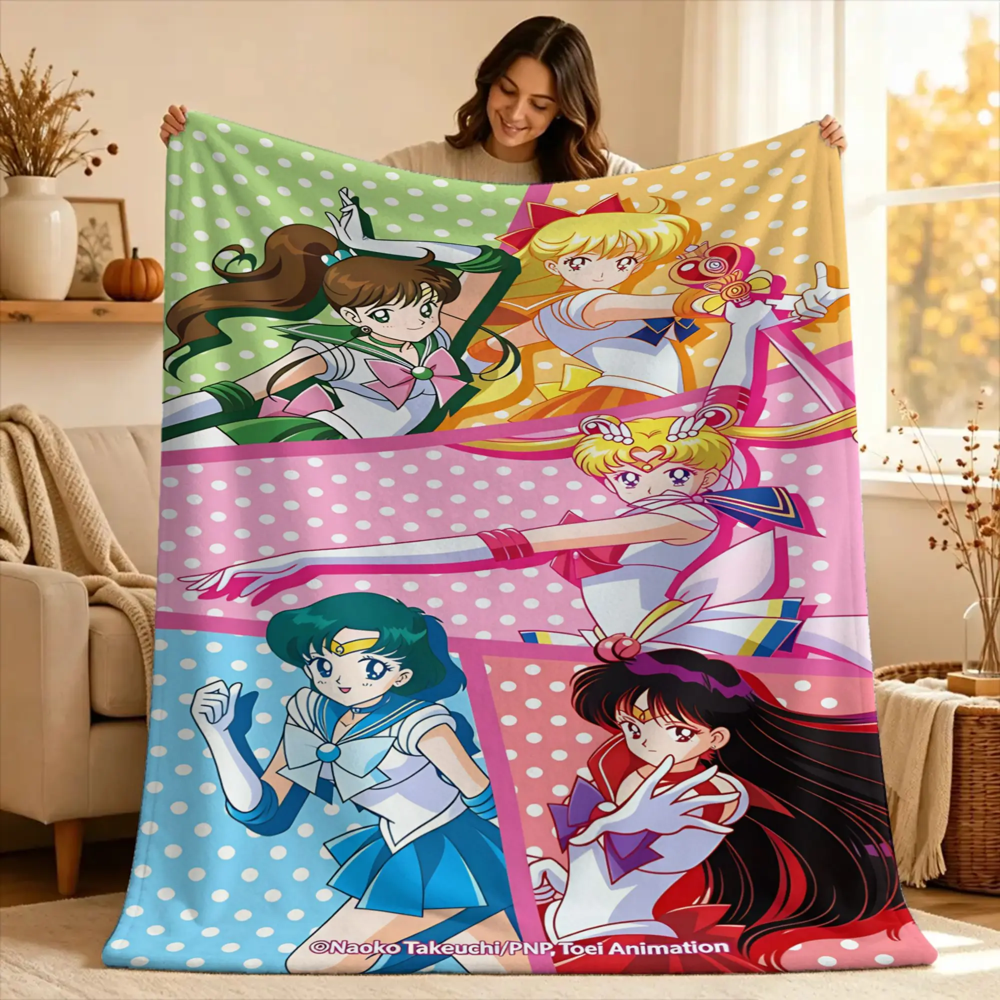 S-Sailor Moons Flannel Blankets  Warm Throw Blanket for Couch Chair Camping Novelty Bedspread Sofa Bed Cover