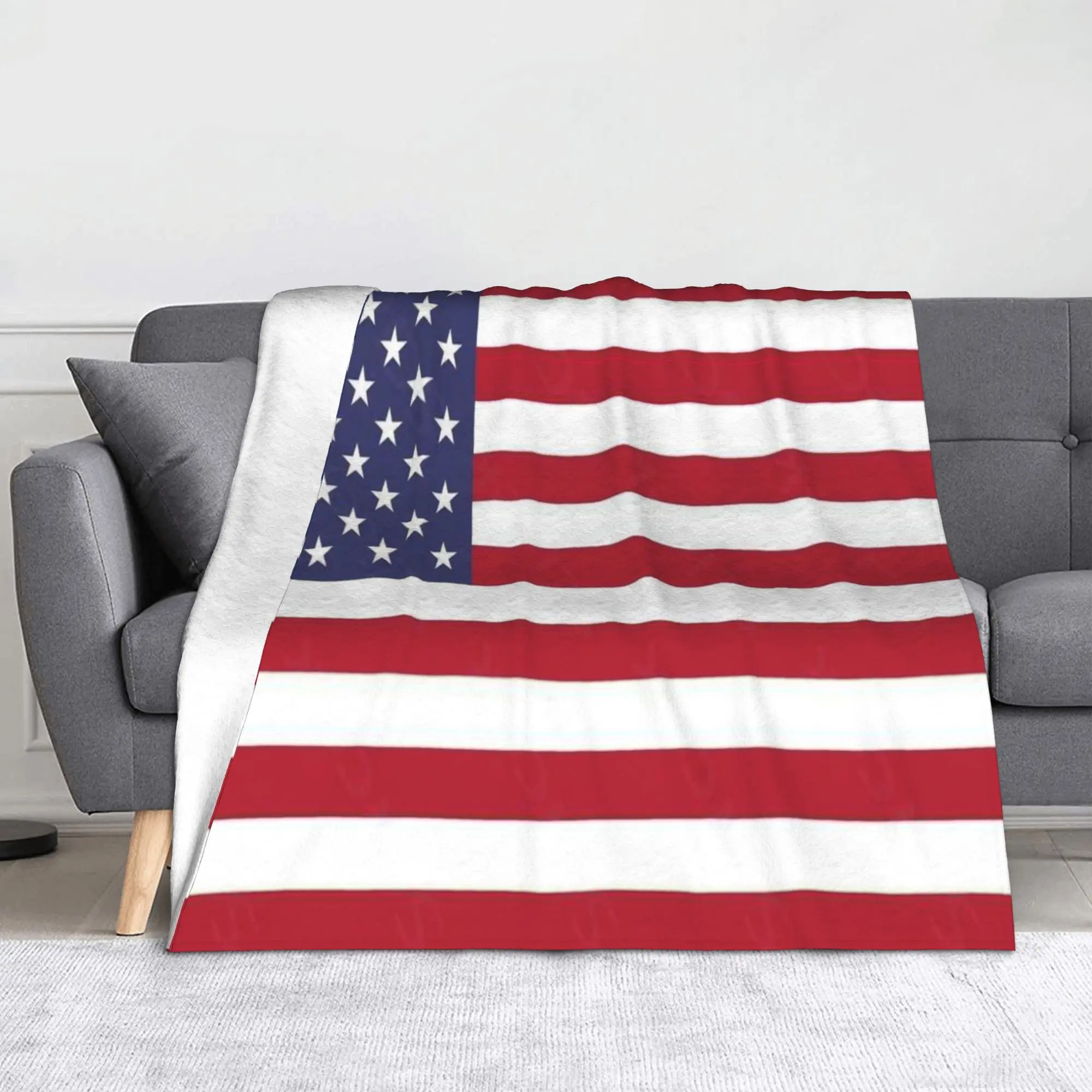 American Flag Patriotic  Memorial Day Veteran Merch Blanket Lightweight Warm  Throw Blankets for Sofa