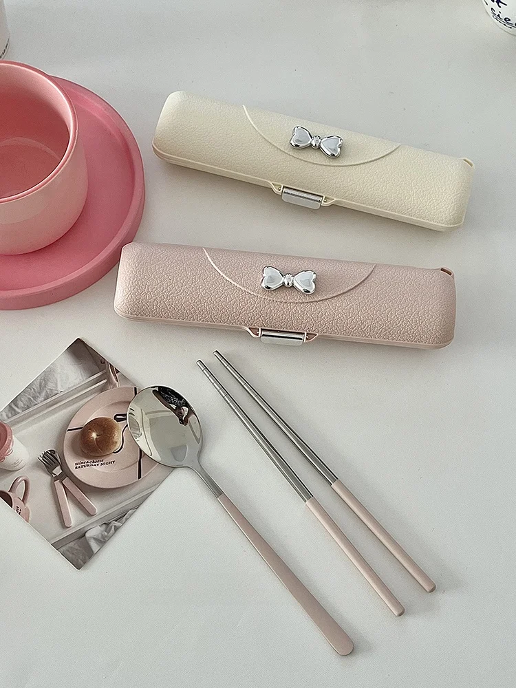 Palillos y Cuchara de o Inoxidable 304 de Alta Estética, Utensilios de Comedor Portátiles, Paquete Individual para Trabaj...