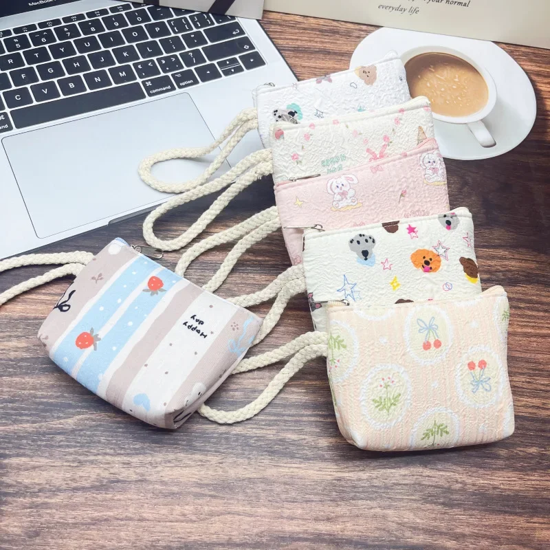 12Pcs Random Mini Zipper Pouch,Cute Printed Coin Purse with Wrist Strap, Storage Bags for Coins, Keys, Earbuds, Cosmetics, Gifts