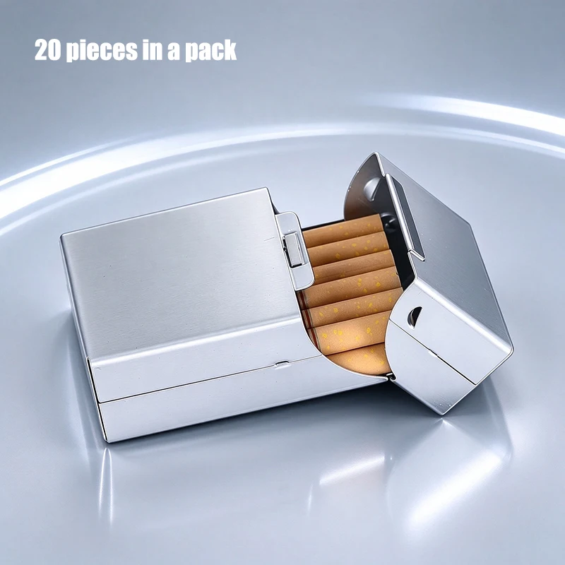 Cigarette Case Metal Flip Top Aluminum Alloy Pocket Cigarette Box Crushproof Portable Cigarette Holder for Men Daily Outdoor Use