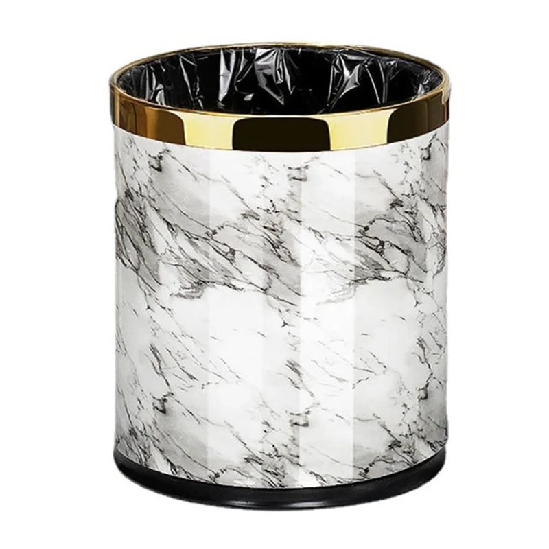 

Trash Can,Marble Pattern 10L Trash Can Bin Buckets Diameter Waste Bins Living Room Bathroom Kitchen Dustbin Trash Bin