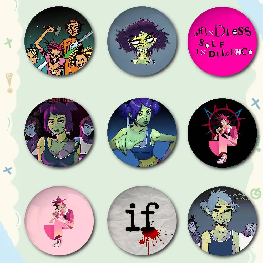 A-Mindless Self Indulgence-S Premium Tinplate Round Lapel Pins: Cute Badge Brooches For Shoulder Bag Accessories, Souvenir Gifts