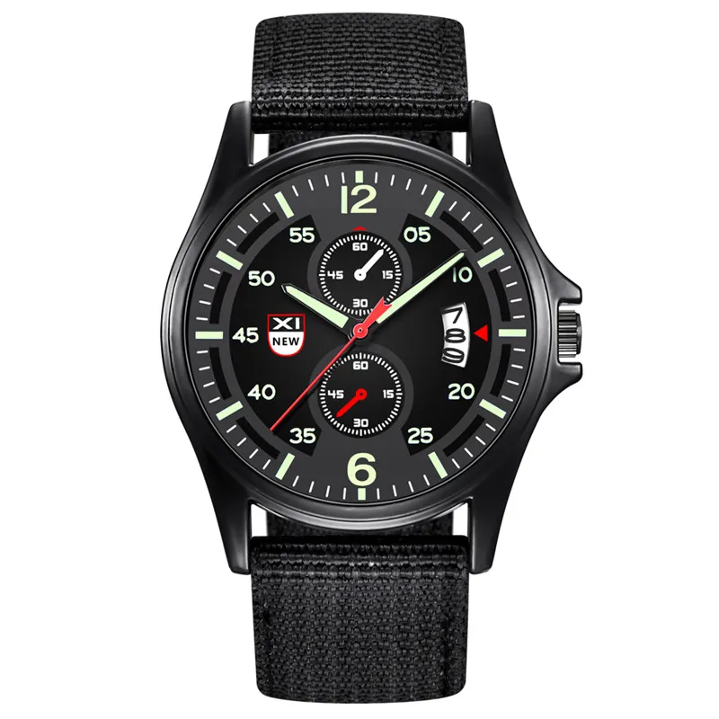 Reloj hombre genuíno xinew marca relógios masculinos preto estudantes meninos moda náilon banda exército esportes data relógio relogio masculino