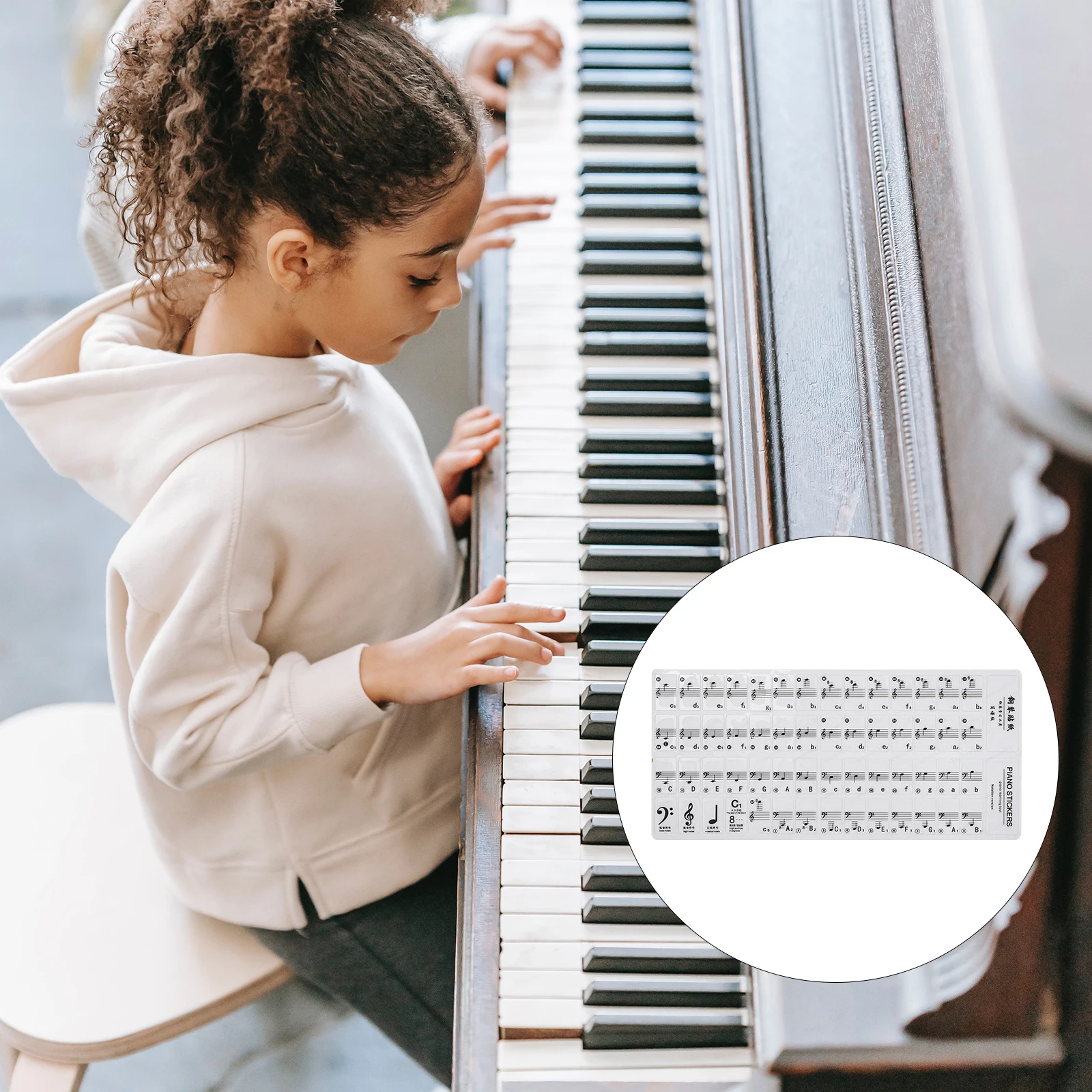 

Piano Stickers Key Symbols Removable Note Labels Beginner Decals Lightweight Smooth Surface Clear Matched Accessories Keyboard