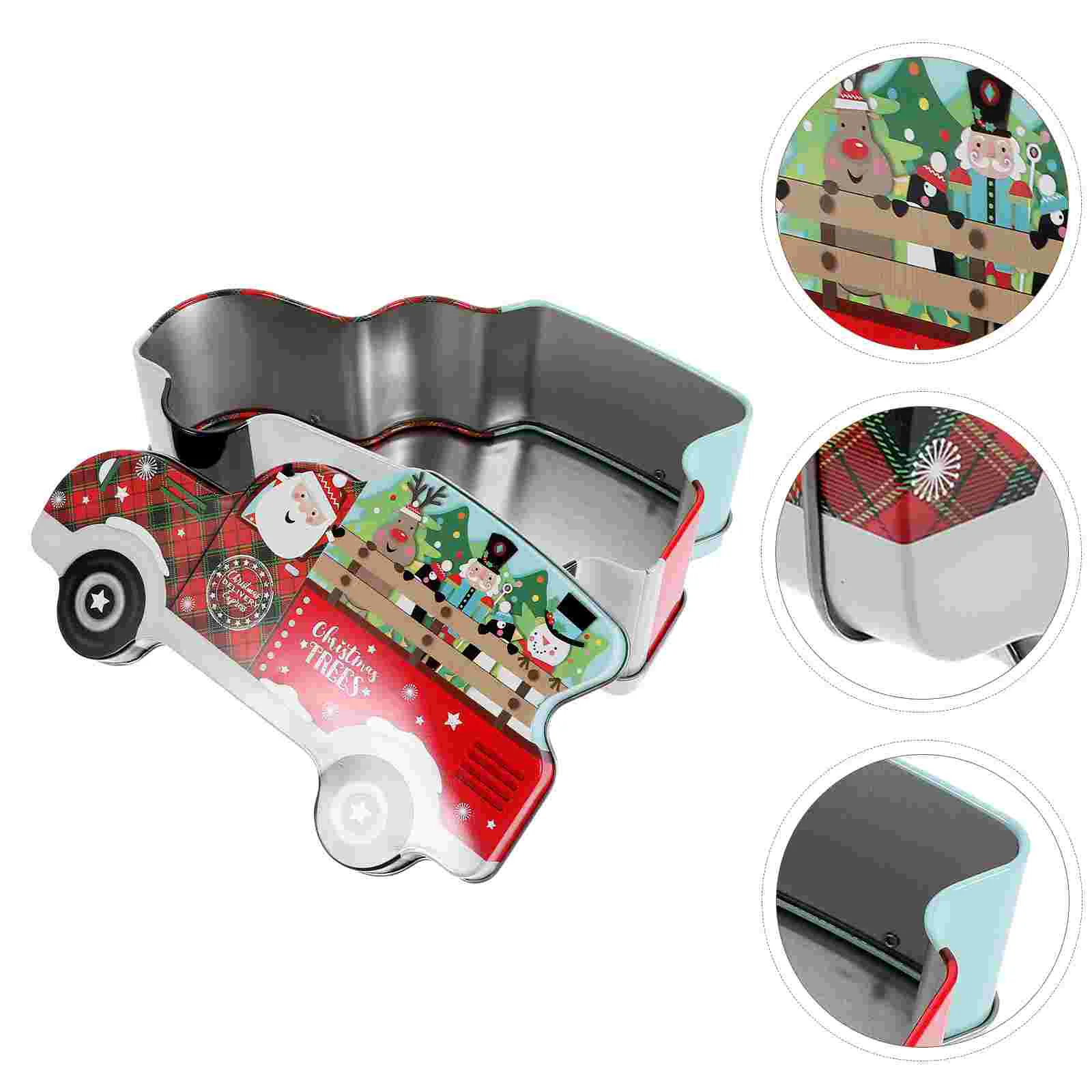 

Car Candy Tin Christmas Cookie Storage Box Tinplate Gift Container Penguin Design Iron Storage Tin Compact Portable for Family