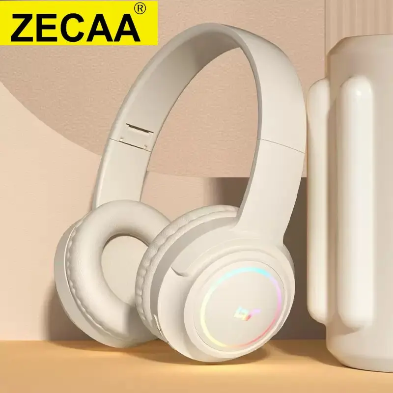 

ZECAA Foldable ANC Bluetooth Wireless Bass Headphone 5.4 Head On Earphones Sport HiFi Sound ANC Game Headphone With Led Light