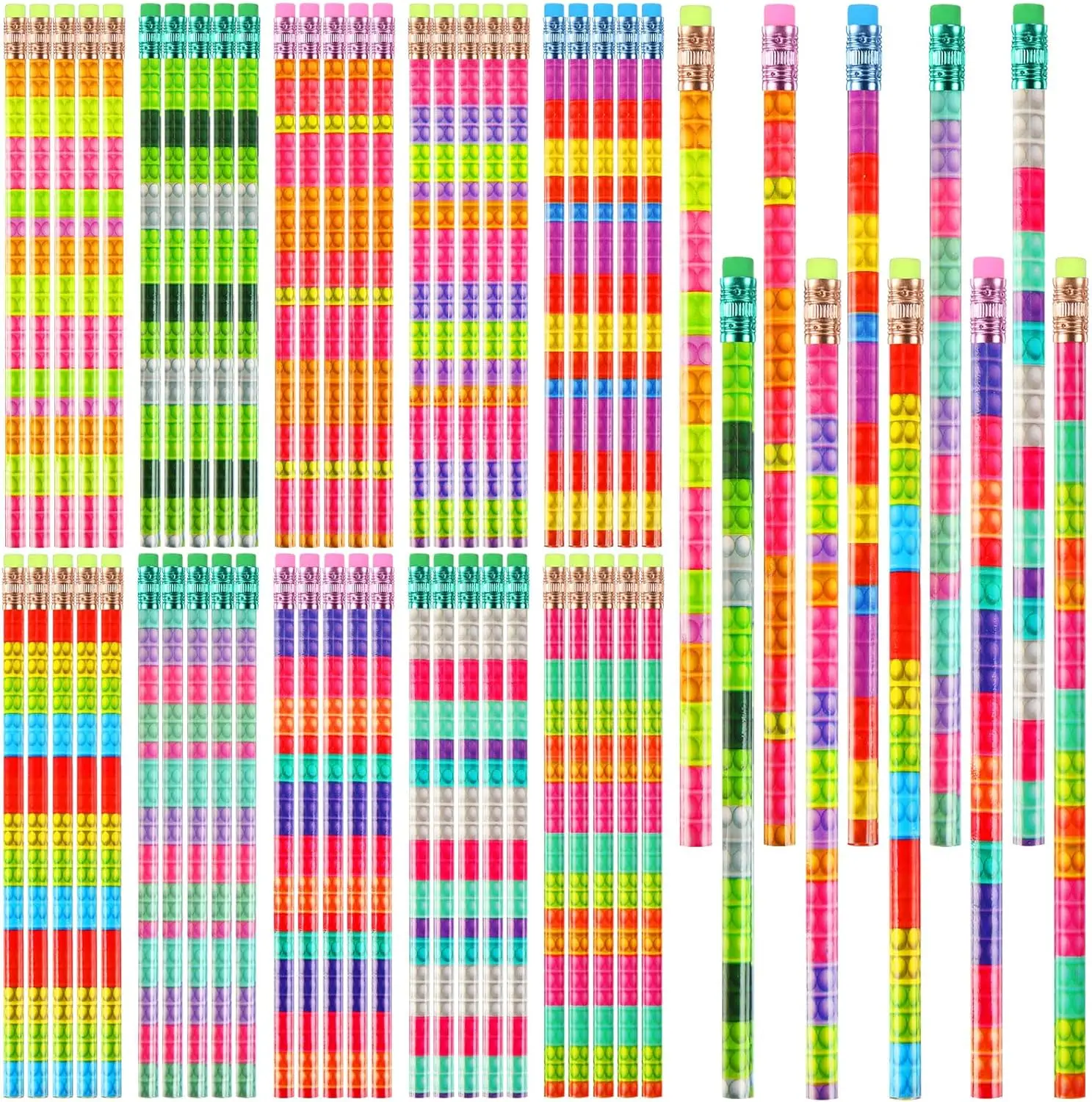 

200 Pcs Fidget Pencils Bulk with Eraser Wood Pencils Assorted Pencils Girls Birthday Present Party Supplies for Teachers Chil