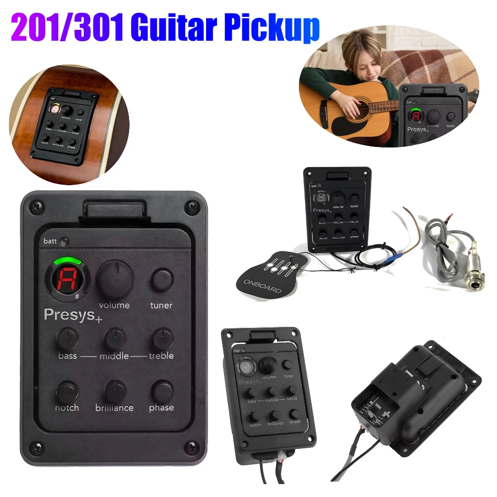 

201/301 Guitar Pickup with Tuner For Fishman Presys Blend Guitar Preamp EQ Equalizer Guitar Tuner Guitar Soundhole EQ Parts