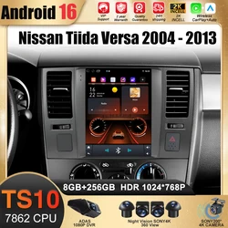 For Nissan Tiida Versa 2004 - 2013 Wireless Carplay Android 16 Vertical Screen 9.7