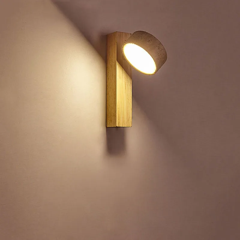 Lámpara de pared de piedra de cueva amarilla decorativa de estilo japonés Wabi Sabi, candelabro de registro Led giratorio para apartamento nórdico y