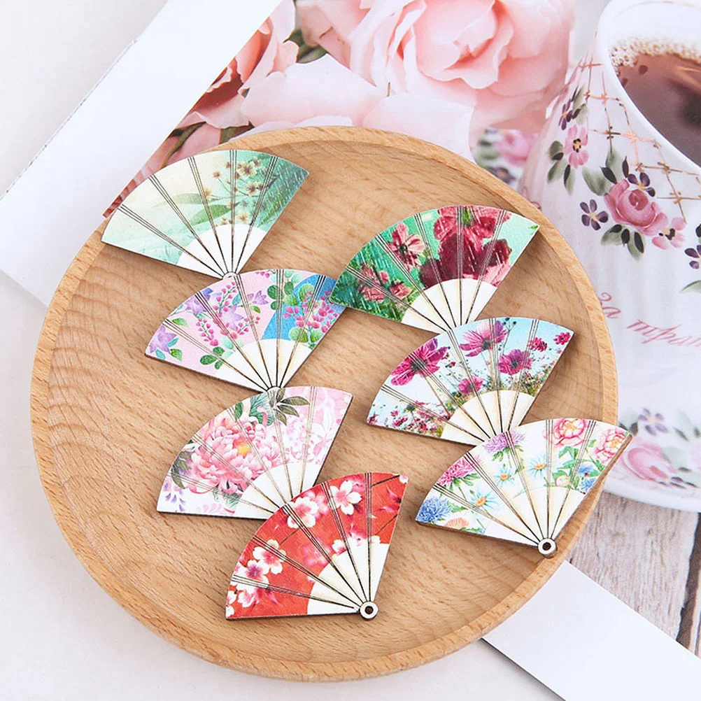 9 Pcs DIY Fan Pendant Creative Jewelry Pendants Flower Pattern Lovely Sector Decoration The Flowers