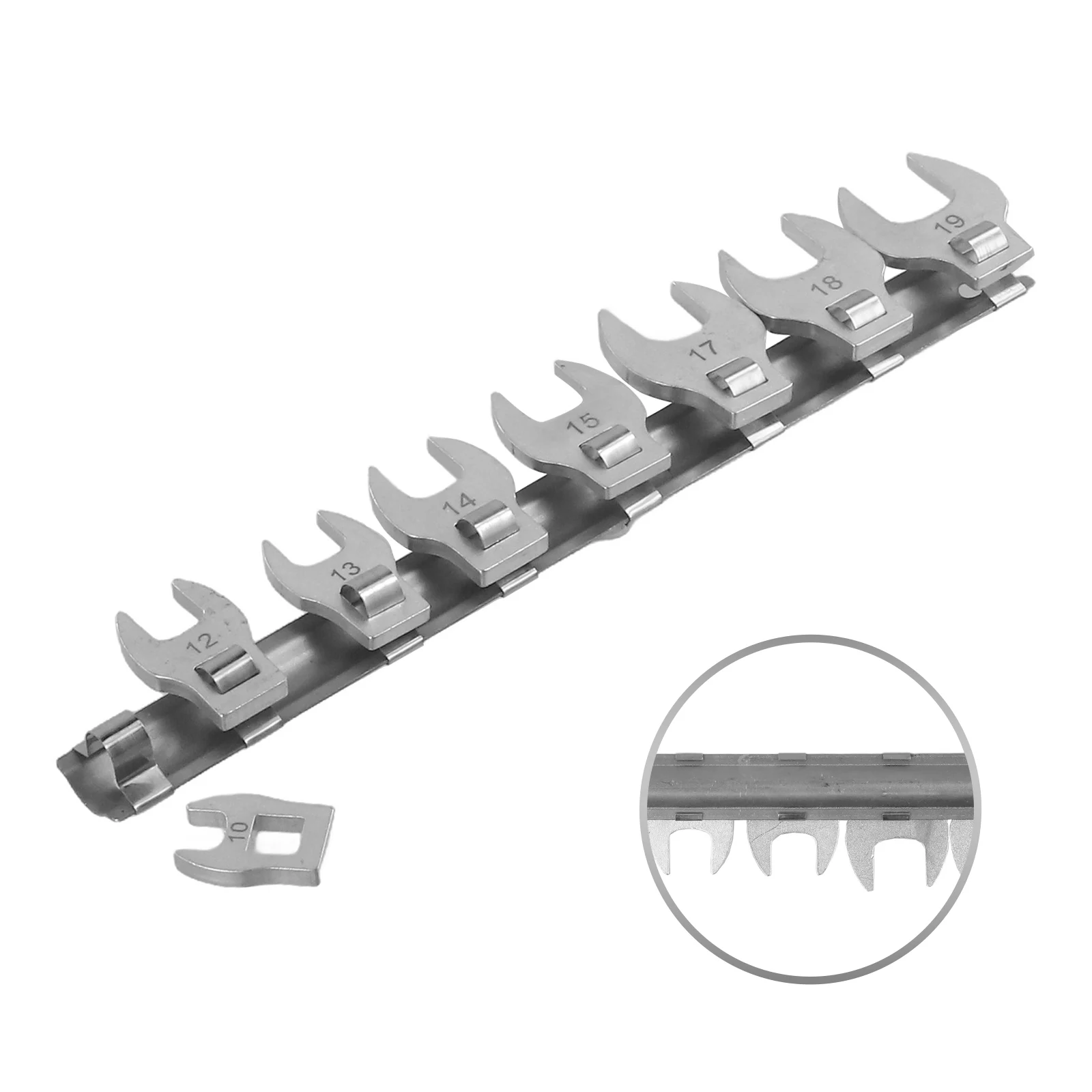 8Pcs 3/8 Inch Drive Crowfoot Wrench Set 10-12-13-14-15-17-18-19mm Metric Chrome Plated Crow Foot Metric Keys Set Multitool