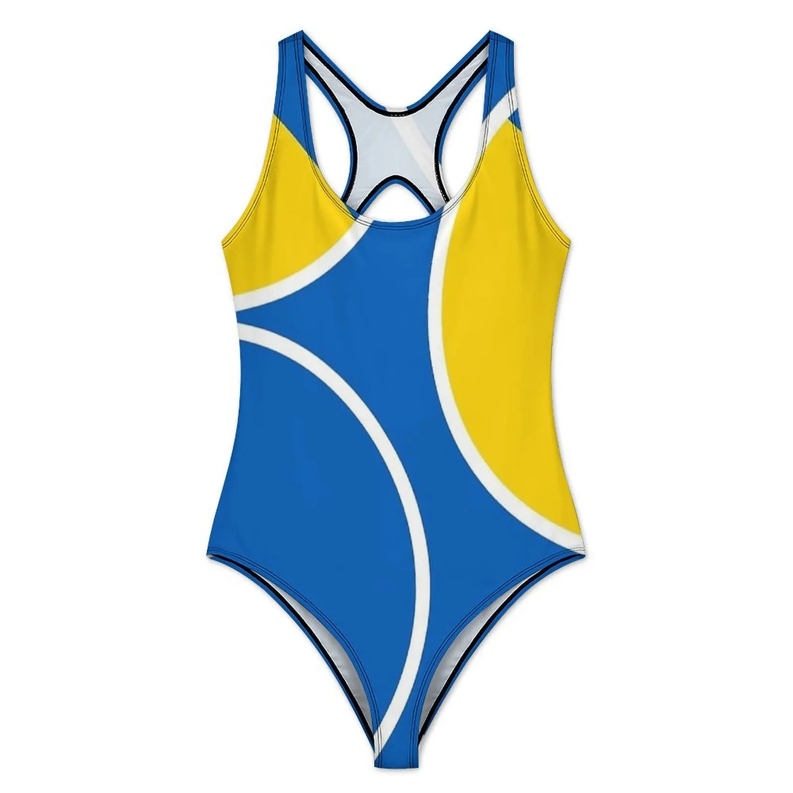 Ukraine Circle Geo Print Swimsuit Swimwear One Piece Fitness Swimsuits High Cut Bathing Suit Ladies Push Up Sexy Beach Wear