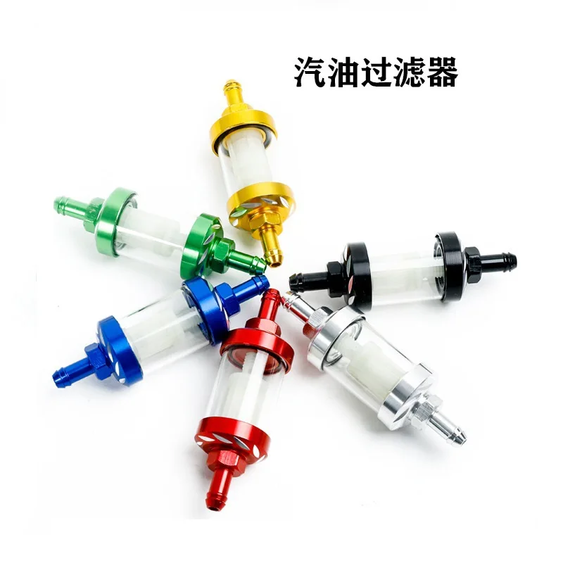 

Clear Glass Shell Motorcycle Oil Filter Replacement Blue Motorcycle Fuel Filter High Universality Fitment Lightweight Material