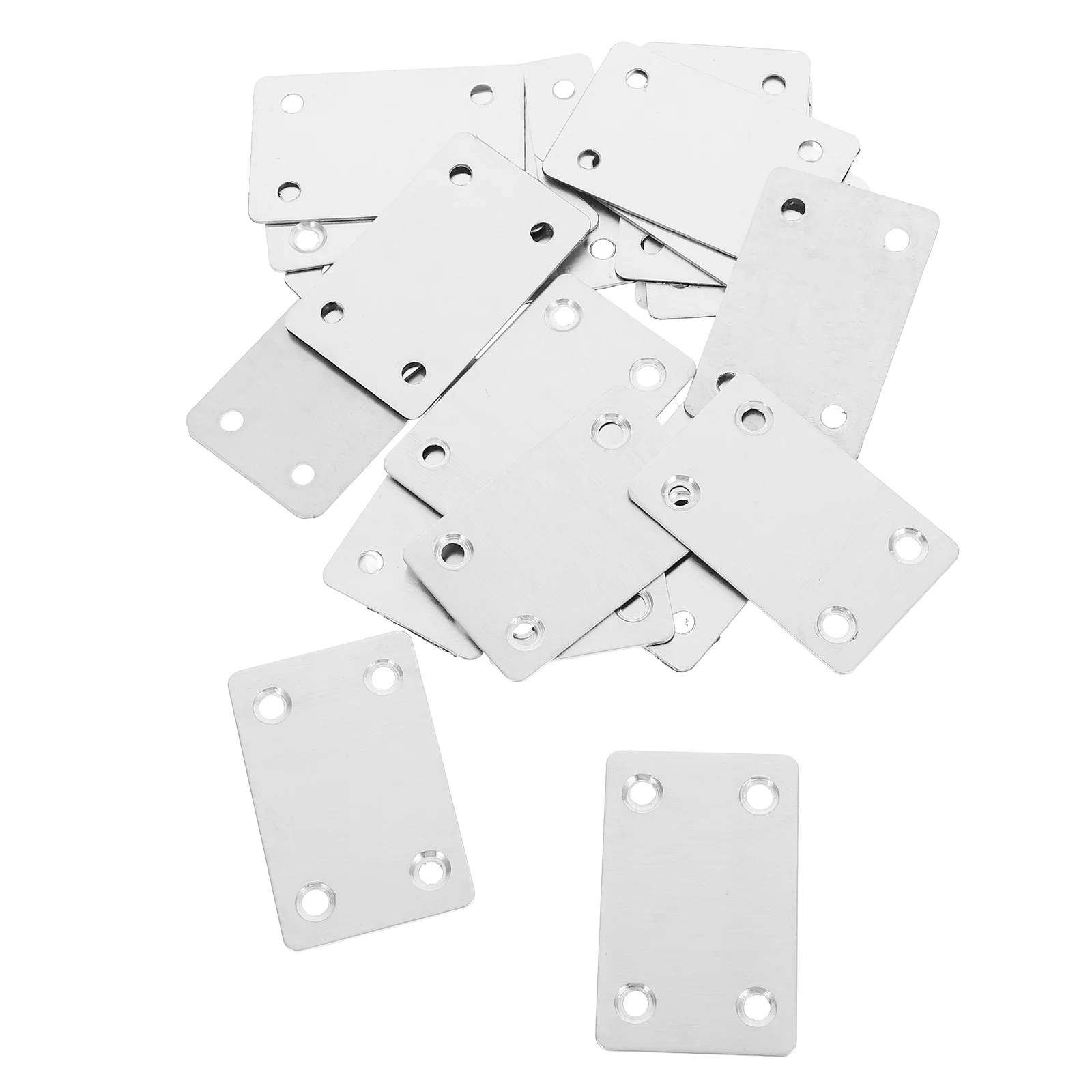 20 Pcs Furniture Corner Code Straight Brackets Stainless Steel Plates Flat Joining for Film Mending Wood Metal