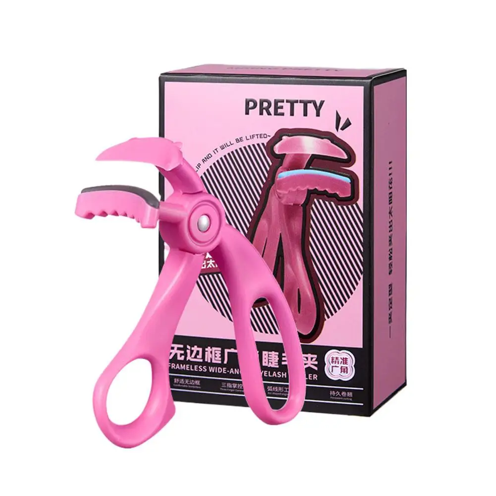 PRETTY Borderless Lash Curler Wide Angle Comb Design Easy Grip Eyelash Styling Tool with Replacement Silicone Pad for Women
