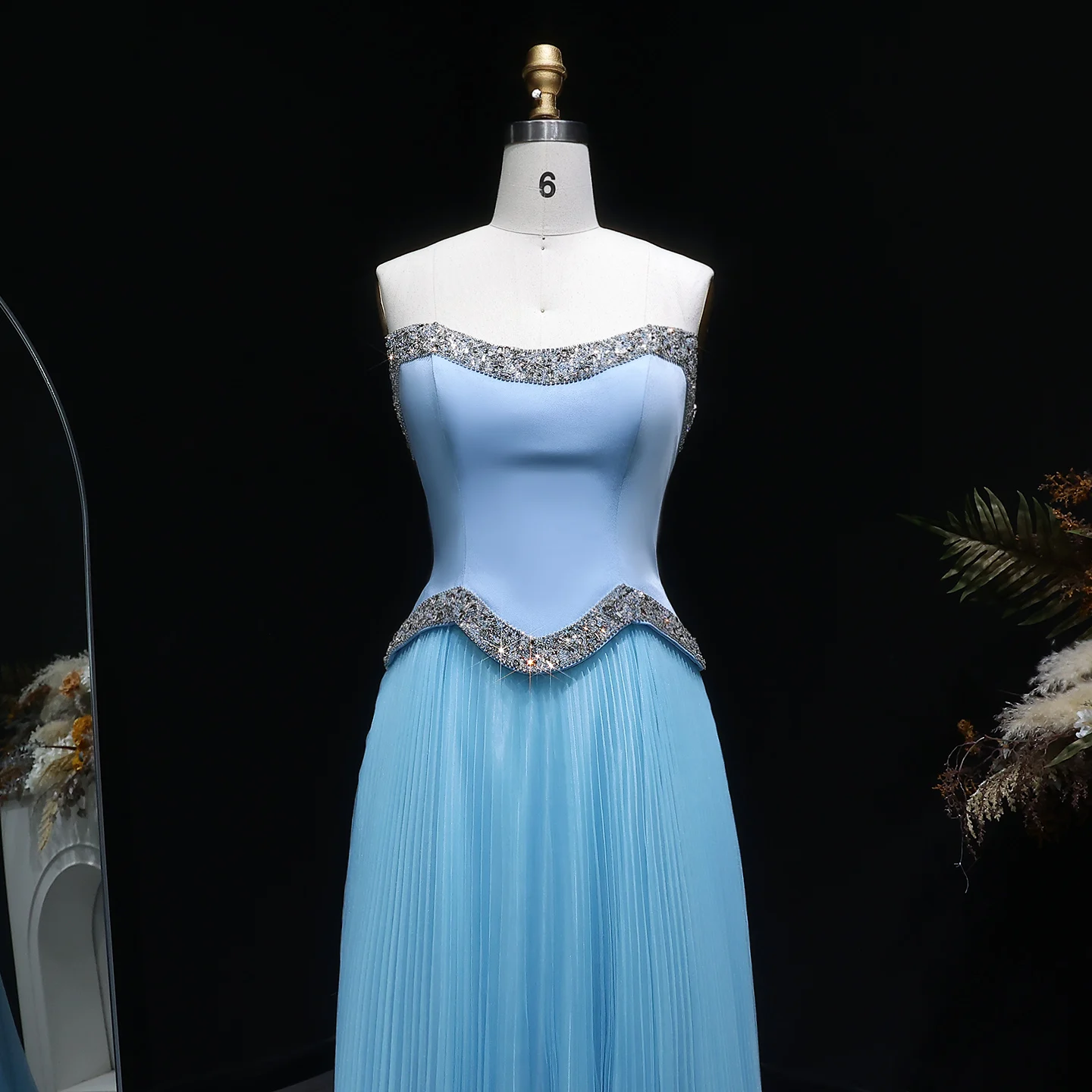 Sharon Said Damen Formelle A-Linien Abendkleider Trägerlos Pailletten Perlen Elegant Arabische Partykleider SS789 Maßanfertigung – Detail 21