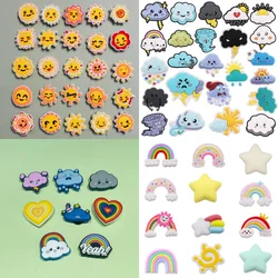 8-25PCS Kawaii Sun Cloud Stars Rainbow Expression PVC Shoe Charms For Clogs Pins Sandals Shoes Decoration Slipper Accessories 