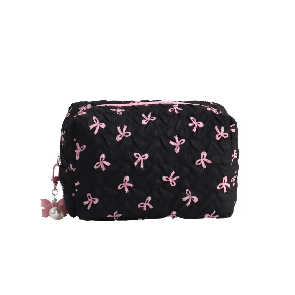 لطيف نمط Bowknot طباعة القوس حقيبة مستحضرات تجميل سعة كبيرة كيس التخزين محفظة نسائية للعملات المعدنية حقيبة العناية بالبشرة منظم المجوهرات