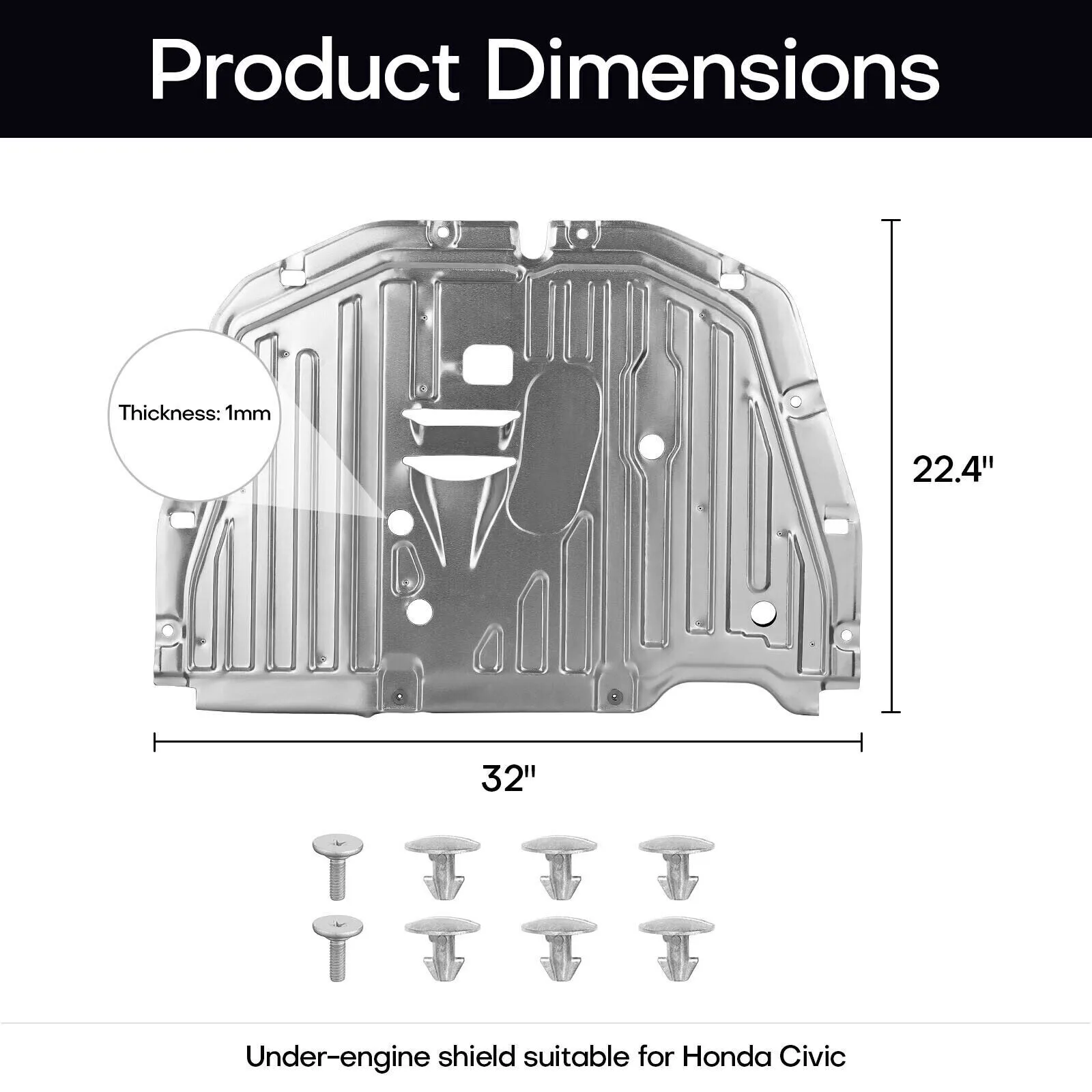 74110-TBA-A00 エンジン スプラッシュガード アンダーカーシールド カバーボード 2016-2018年式 ホンダ シビック 2ドア LX 6MT CVT 4ドア EX シルバー用