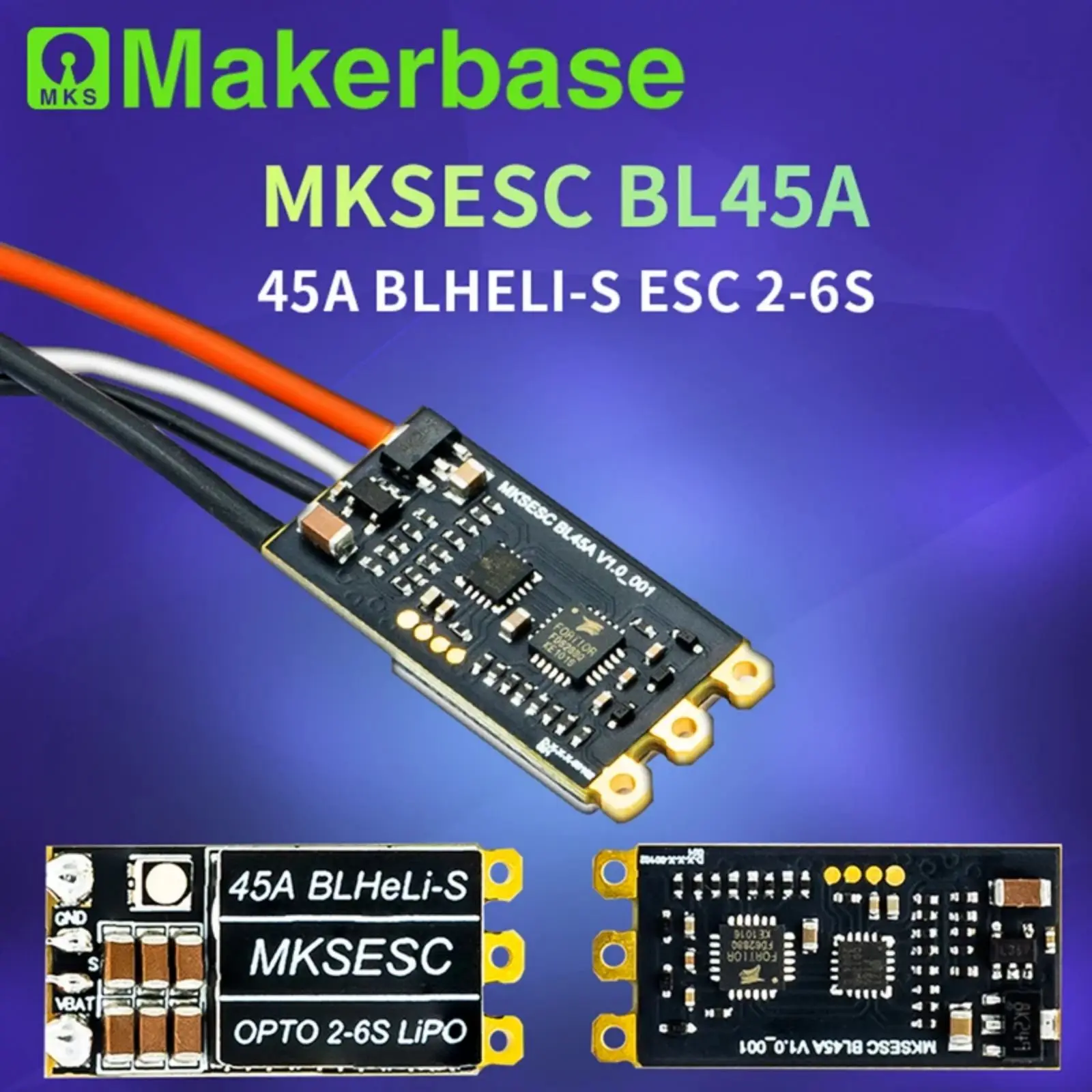 Makerbase MKSESC BL45A BLHeli_S ESC Support 2-6S Power Supply DShot150/300/600 Oneshot125 For RC FPV Quadcopter Airplane Drone