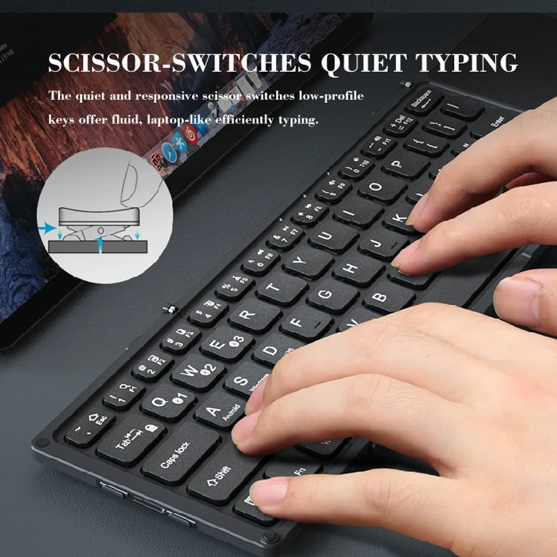 Imagem -04 - W-full-size Teclado Dobrado com Teclado Numérico para Windows Ios Android Tablet pc Smartphone b. o.